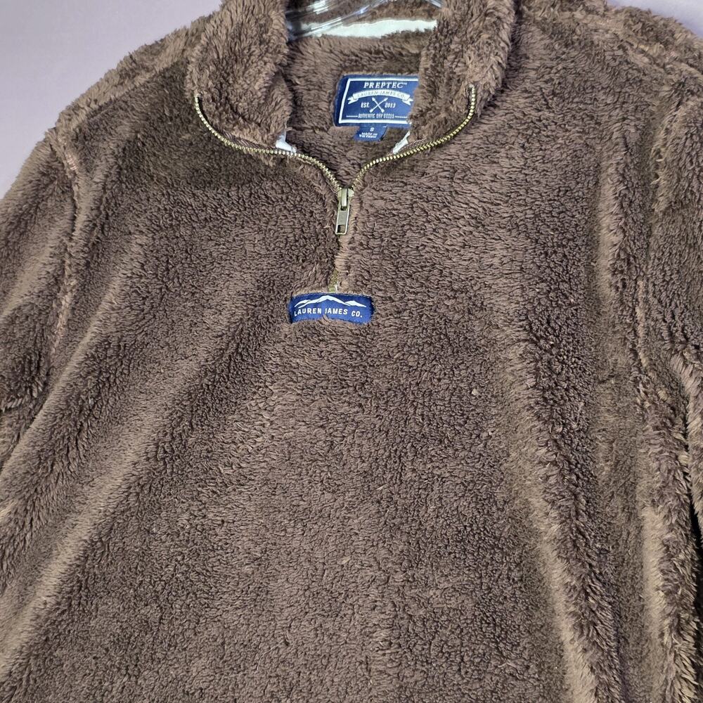 Lauren James Co Fleece Womens Quarter Zip Sherpa Pullover Brown S Preppy cozy - Picture 3 of 11